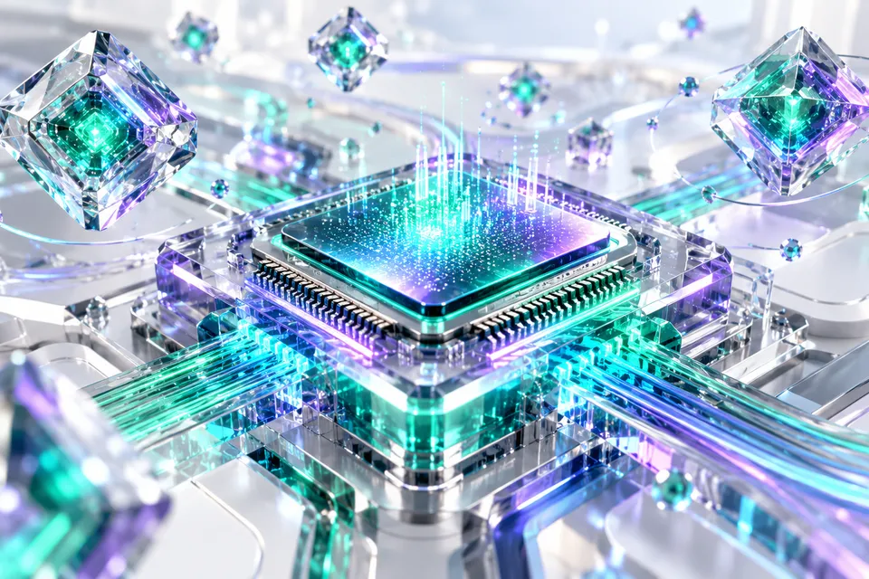 AI-generated concept: colorful advanced computing circuits